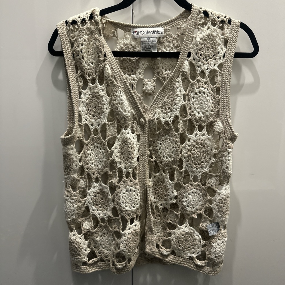JH Collectibles Beige Crochet Sleeveless Blouse